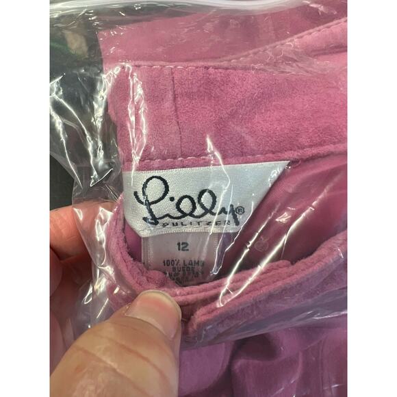 Vintage 90's Lilly Pulitzer 100% Lamb Suede Pink High Rise Lined Pants Sz‎ 12 - Picture 6 of 6
